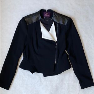 Rachel Roy Leather Trim Black White Jacket
